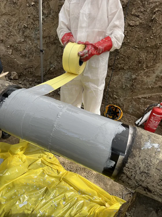 Naprawa czynnego wycieku gazociągu systemem REINFORCEKiT 4D i FIXOKiT - PSG Białystok - zdjęcie 11